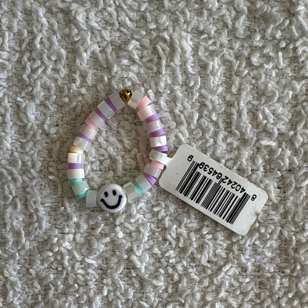 Little Words Project Colorful Beaded Ring with Smiley Charm